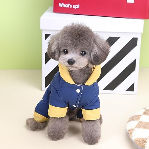 Izefia Hundemantel Winddichte Jacke Kalter Wettermantel 4-Beine Warmer Jumpsuit Winter Dicker Mantel Schneefeste Kleidung Baumwolle Hundemantel für Kleine Hund Mittlere Katze