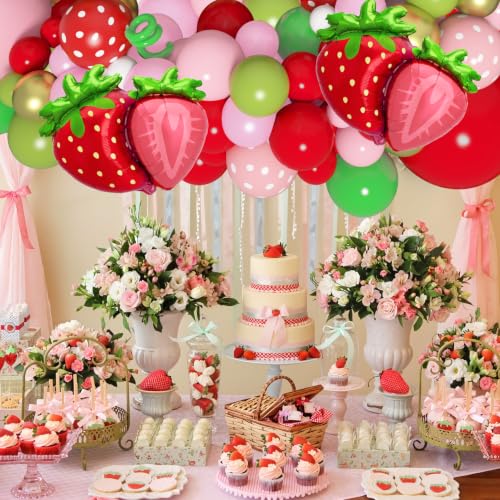 Image of Amandir 162Pcs Strawberry Birthday Party Decorations