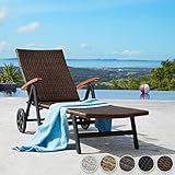 TecTake Aluminium Poly Rattan Sonnenliege mit Armlehnen und Rollen klappbar Gartenliege - 3