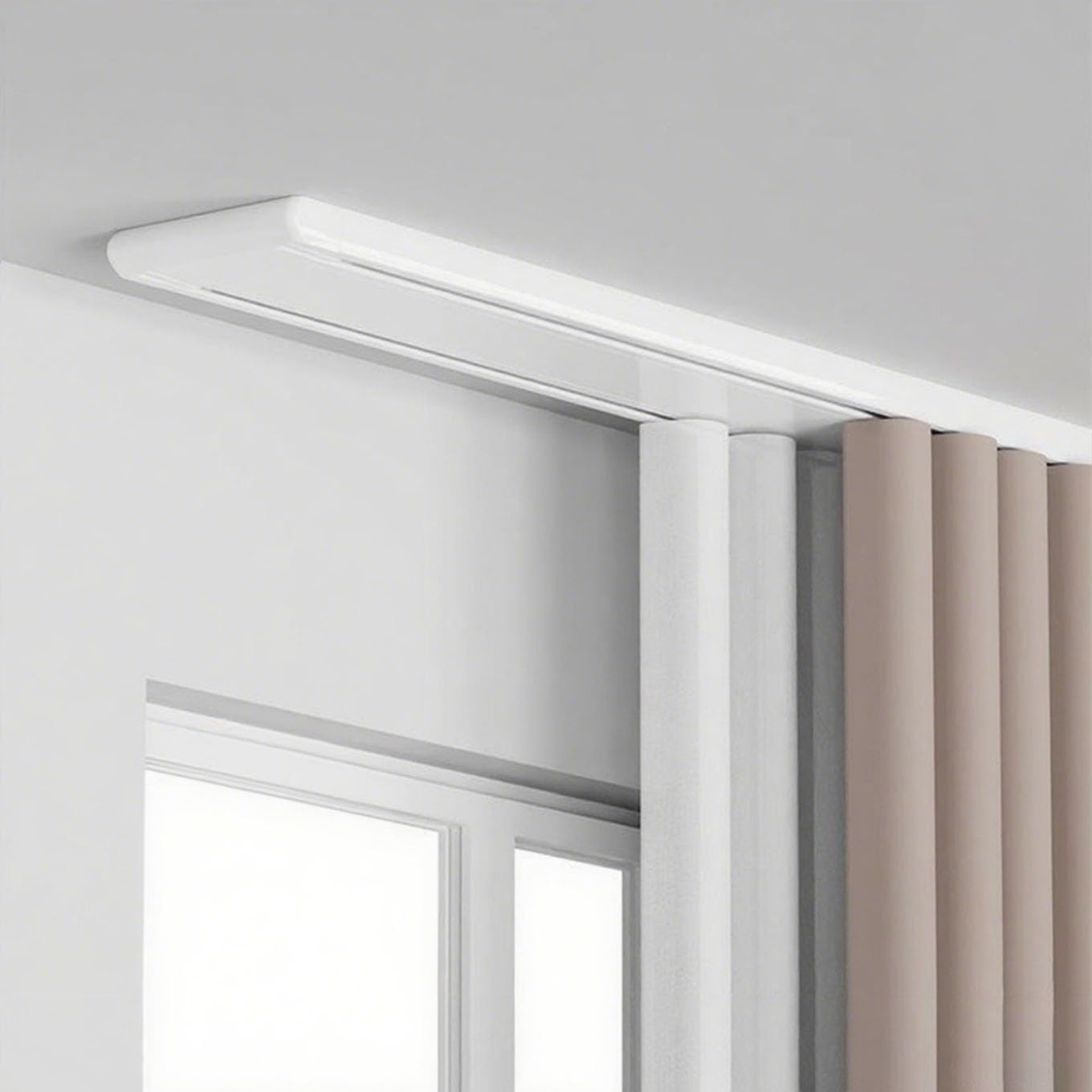 Hiqactlif White Heavy Duty Curtain Track, Double Ceiling Curtain Track Silent Hidden Double Curtain Rail Track, Curtain Tracks And Fittings Suitable For Living Room Bathroom