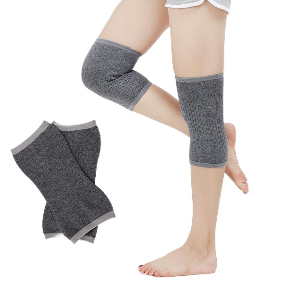 Sweet seven Stretchy Knit Arthritic Knee Sleeve for Cozy Night Sleep and Pain Relief - Cashmere Knee Warmer Brace Support Band for Cold Knees, Problems, Elders - Gift in Grey, Size One size fits all
