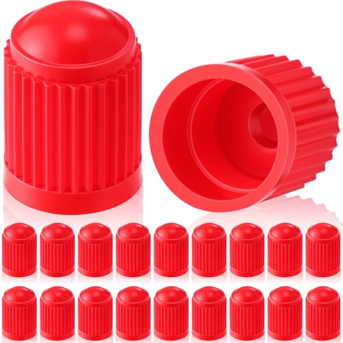 Image of Outus 20 Pack Tyre Valve Dust Caps for Car, Motorbike, Trucks, Bike, Bicycle (Red)