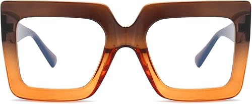 NIDOVIX Gafas cuadradas de gran tamaño con bloqueo de luz azul para mujer, gafas de marco grande de moda, gafas de lectura para computadora