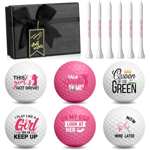 Realspring 13 Pcs Women'S Golf Balls Funny Golf Balls For Women With Tees And Gift Box (Pink)