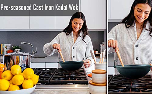 Mr. Butler Cast Iron Cookware – Kadai/Wok, Pre- Seasoned 11 Inch, Black 2 Gallery Image