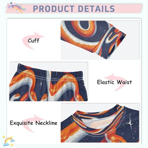 Pajama Sets Long Sleeve Orange Snake Pattern Soft Comfy Sleepwear 2 Piece PJS 3-8T4