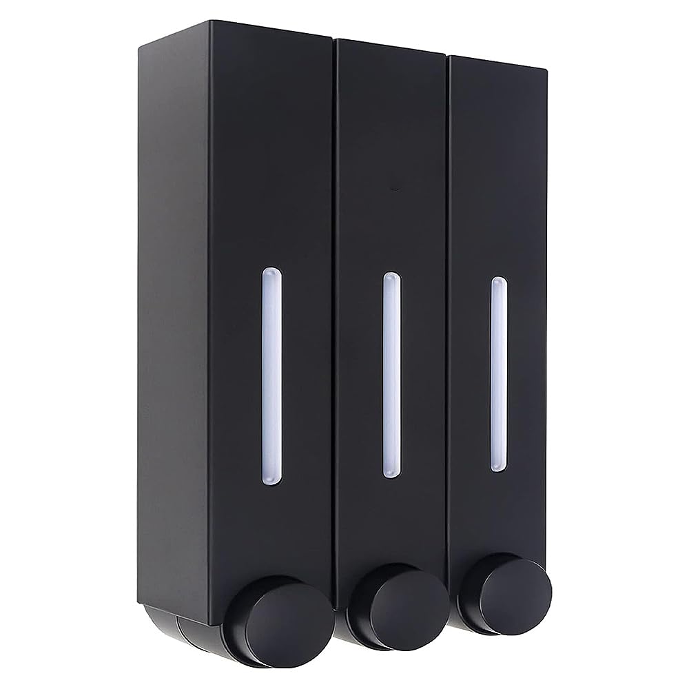 3 Chamber 3x420ml Shower Soap Dispenser, Shampoo Conditioner Dispenser, Shower Gel Container Shower Pump Dispenser and Organizer for Bathroom Kitchen Hotel