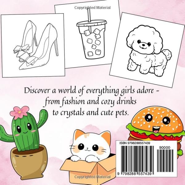 Everything Girls Love: Mini Aesthetic Coloring Book for Teens & Women — 100 Cute & Relaxing Pages. Cute | Cozy | Stylish | Relaxing image 3