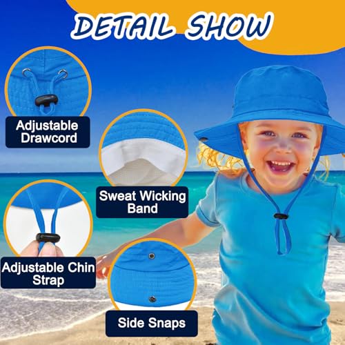 Image of Outdoor Kids Sun Hat UPF 50+ Quick Dry Foldable Bucket Hat Lightweight Adjustable Fishing Safari Hat for Girls and Boys