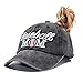 MANMESH HATT Baseball Mom Ponytail Baseball Cap Messy Bun Vintage Washed Distressed Twill Plain Hat for Women (Baseball Mom 3D Black, One Size)