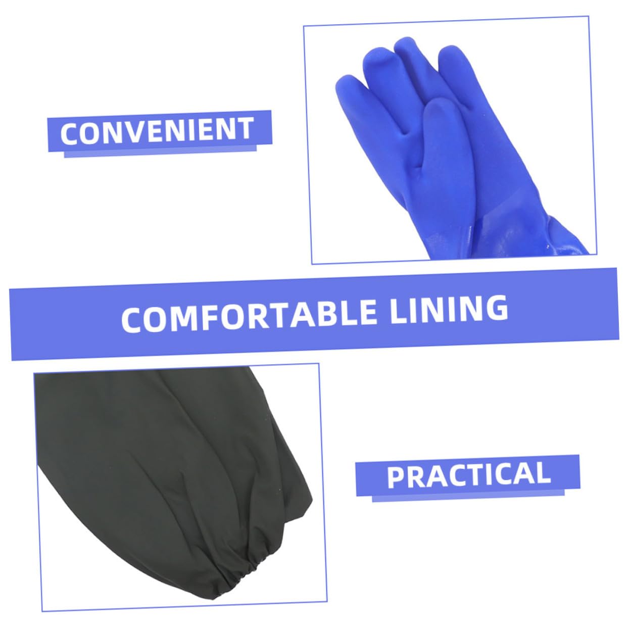 Mikinona 2 pares Guantes Largos de Goma Impermeables para Cocina y Lavado Protección Codo Reutilizables para Limpieza Doméstica y Lavavajillas Pack de Azul con Forro Ajustado