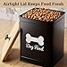 Dog Food Container Airtight 5-7 lb (25 Cup) Capacity - Cute Airtight Dog Food Storage Container with Bamboo Lid & Sturdy Metal Handle - Black Metal Kibble Storage Bin for Dogs up to 50 lbs - Pet Jar