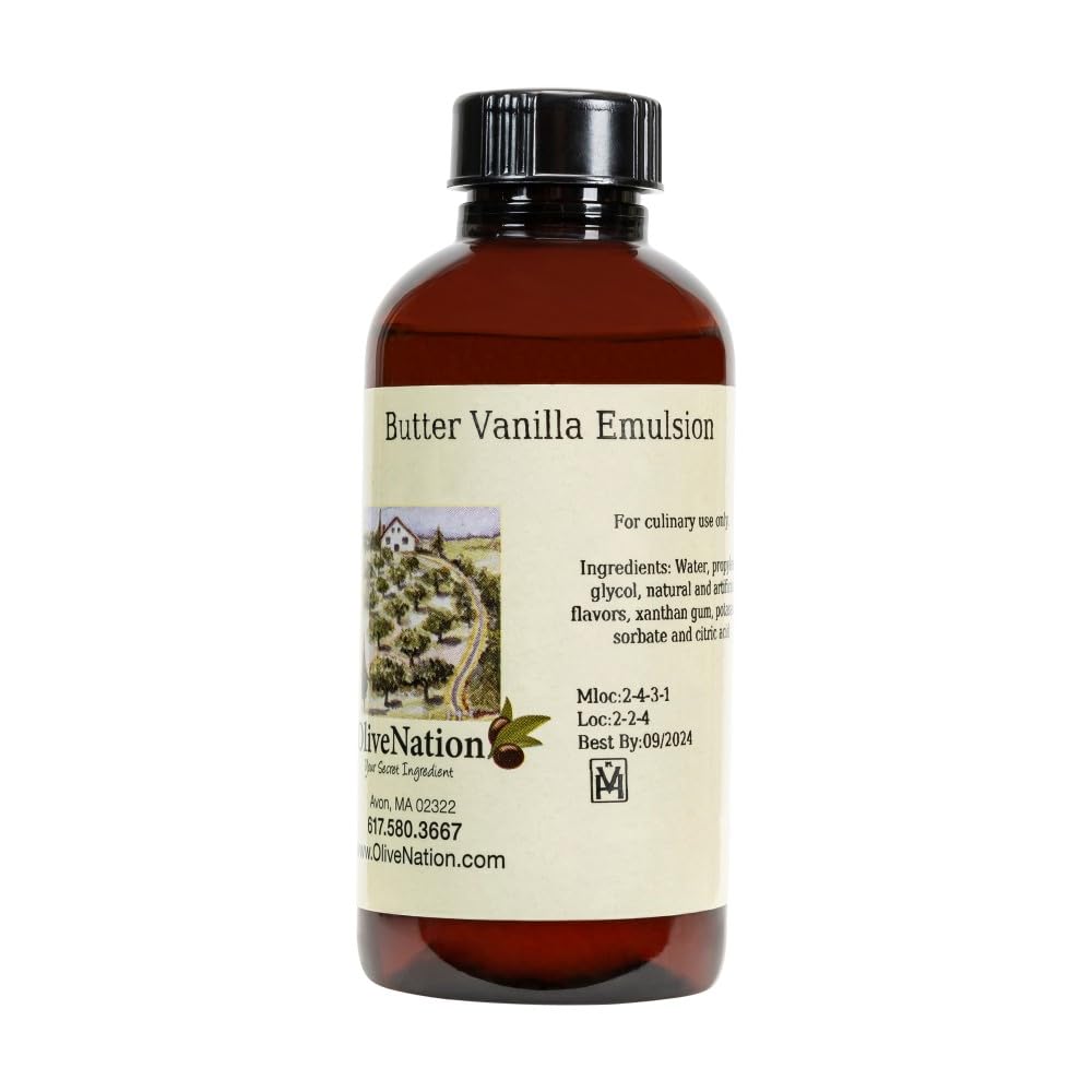 Butter Vanilla Baking Emulsion - Water Soluble Flavoring - Kosher - Gluten Free - Vegan - 4 ounces
