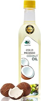 Healthy Roots 1L Cold Pressed Coconut Oil (Virgin, Chekku/Ghani) - 1 Litre Wood Pressed Coconut Oil for cooking