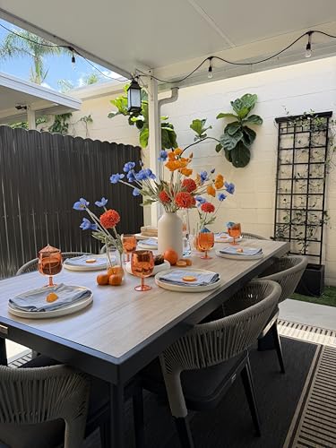 Image of PURPLE LEAF Outdoor Dining Set for 10 with Built-in Cushions Deep Grey