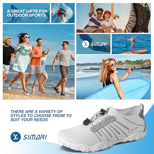 Image of SIMARI Water Shoes for Women Men - Barefoot Quick-Dry Aqua Socks | Lightweight Swim Shoes for Surfing, Swimming, Beach Sports, Kayaking, Diving | Non-Slip Design