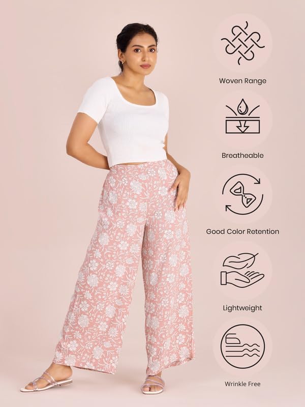 Image of GO COLORS Soft Viscose Printed Palazzo Full Length for Women| Breathable, Mid Rise