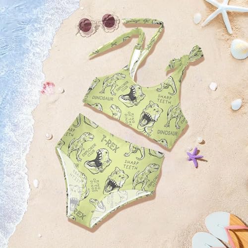 Image of CaTaKu Girls Swimsuits Two Piece Swimwear Cute Bikini Set Tankini Hawaiian Beach Sport Bathing Suit for Girls Size 3-12T