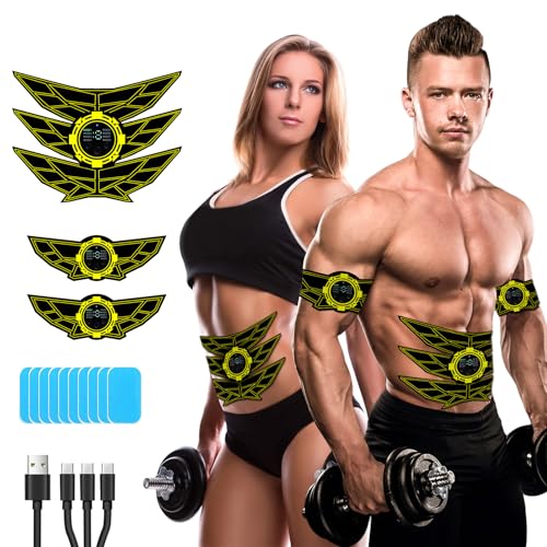JOYTOUR EMS - Aparato de entrenamiento para abdominales y abdominales, 6 modos y 15 intensidades, 10 electrodos
