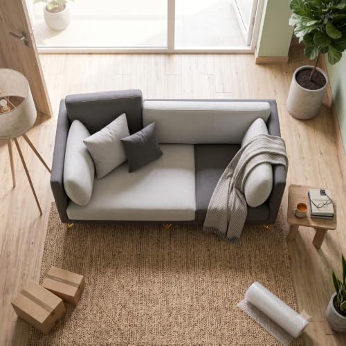 Image of RECTART Luxe 3 Seater Sofa Set for Living Room | Sectional 4 Pillows | Modern Wooden Home Furniture |