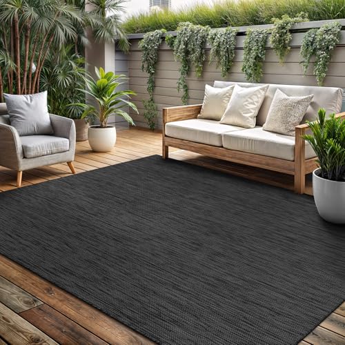 Tapete lavable para interior y exterior 8x10 gris oscuro miniatura 7