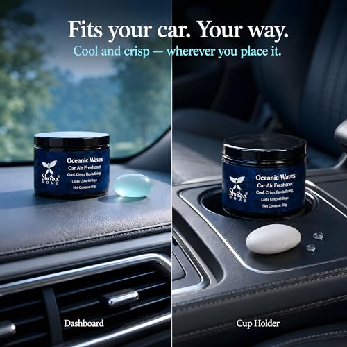 Image of Oceanic Waves Luxury Car Perfume Gel 60g, Long-Lasting Natural Car Air Freshener, Aquatic Odor Remover for Dashboard and Cup Holder, Spill-Proof Twist Diffuser, 30-45 Day Freshness