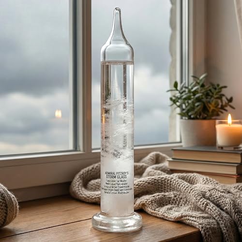 MIJOMA Sturmglas Wetterglas im Zylinderformat mit Glasfuß stilvolle Deko Geschenkidee für Wohnzimmer Büro Hygge Interior