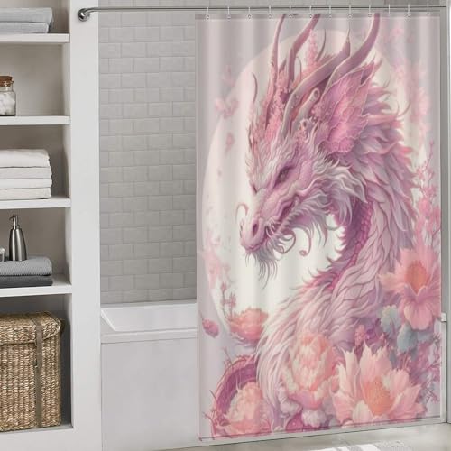 Rideau de douche dragon imperméable en tissu polyester lavable 140x183cm - 2