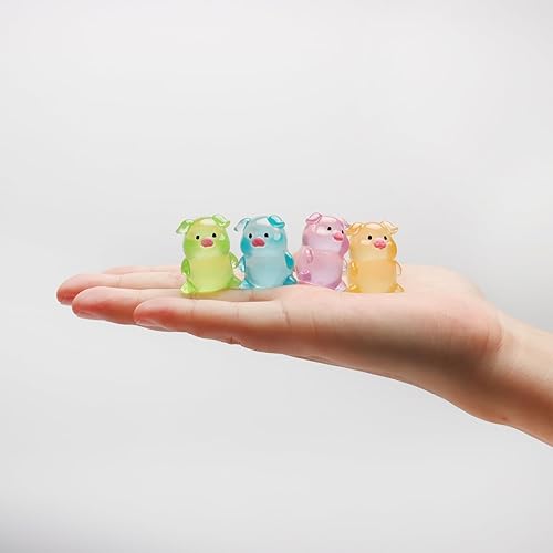 Miniatura 2 de Exasinine 30 figuras de cerdito en miniatura luminosas y pequeñas estatuas de cerdito para decoración de pasteles, manualidades, decoración del