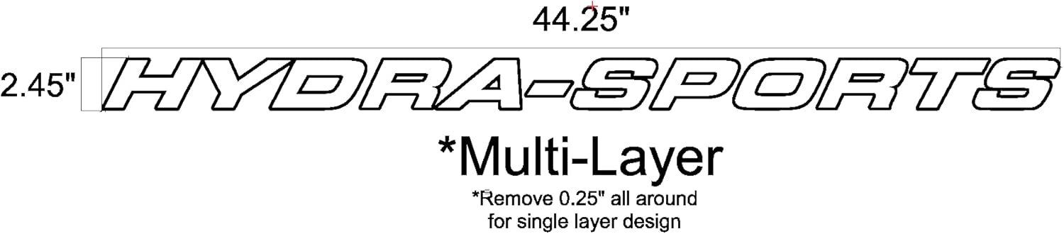 3D Raised Marine “Hydra-Sports” 44.25”L x 2.45”H Modern Boats Logo Decal with 3M Tape and Stencil Pack of 2 Acrylic UV Resistant (Multi Layer, Brushed Stainless Steel Over Black)