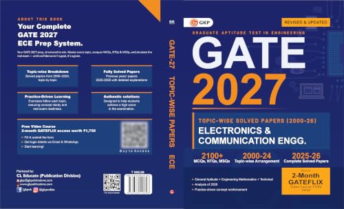 Image of GATE 2027 Electronics & Communication Engineering | 27 Years' Topic-Wise Previous Year Solved Papers (2000-2026) | Subject-Wise PYQ with Detailed Solutions | By GKP