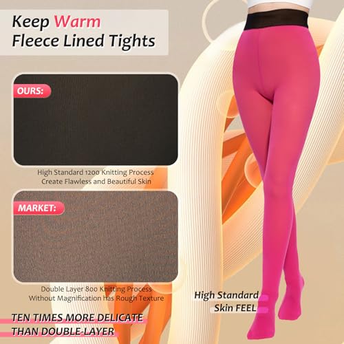 Image of Fleece Lined Tights Sheer Women,Fake Translucent Warm Pantyhose Leggings Sheer Thermal Tights for Women in Winter.