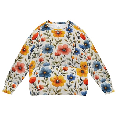 JUNZAN Funny Flowers Rustic Big Girls Hoodie Sweatshirt Crewneck Boys Sweat Shirt Sports 4T