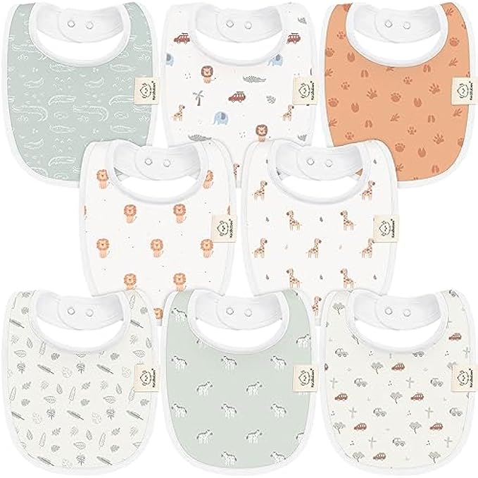 8-Pack Organic Baby Bibs for Boys, Girls - Soft Cotton Drooling and Teething Baby Bibs, Baby Girl Bibs, Baby Boy Bibs, Baby Drool Bibs for Baby Girl, Boy, Newborn Infant Bibs(Vessels)