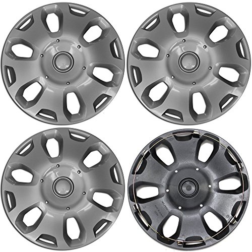 OxGord 15 inch Silver Snap-On Hubcaps with 6 Spoke Compatible with 2010-2013 Ford Transit Connect Standard Steel Wheel Covers