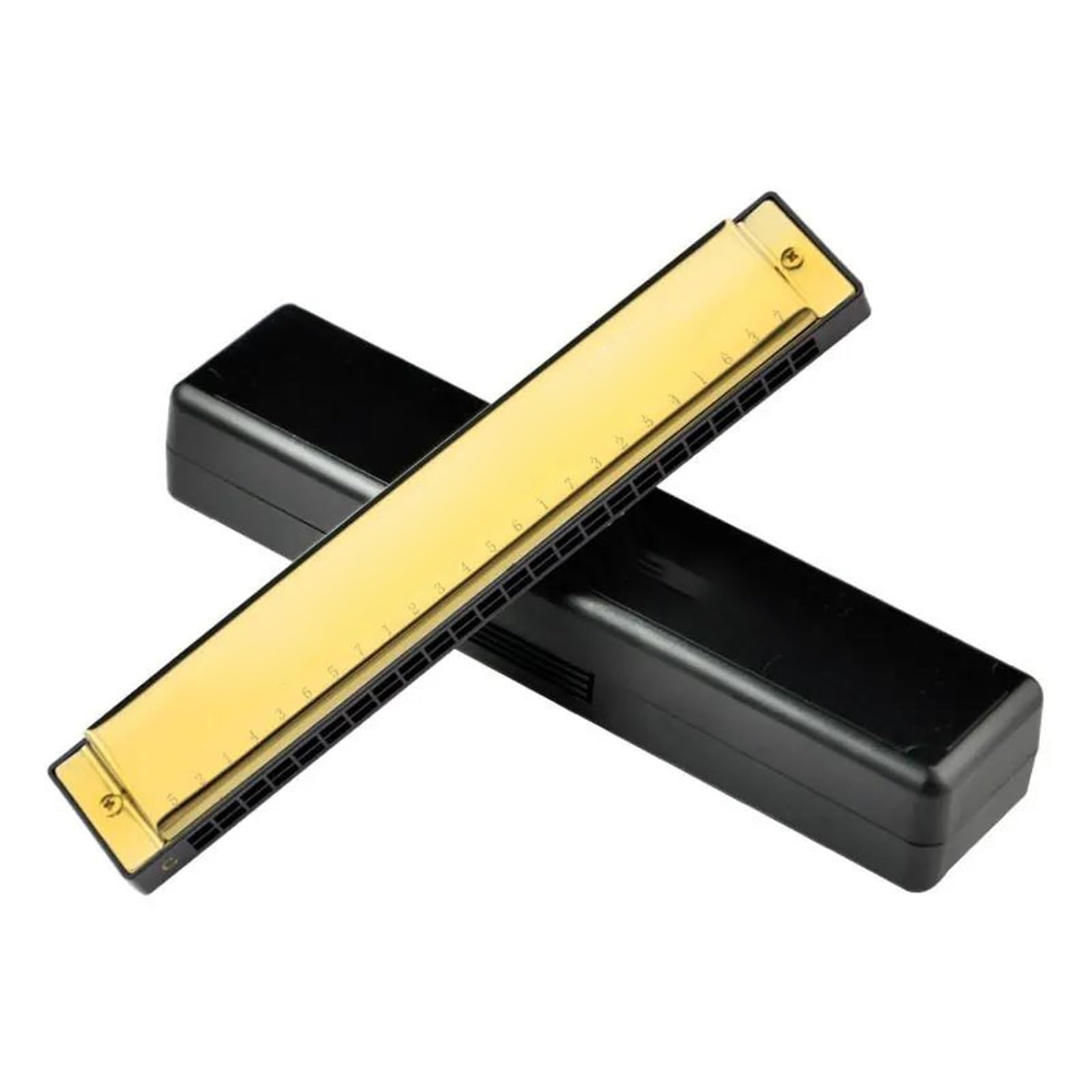 Armonica A 24 Fori Chiave C Tremolo Organetto A Fiato Strumenti Musicali A Fiato Educativi Per Adulti Argento Dorato armonica a bocca professionale (Color : Golden)