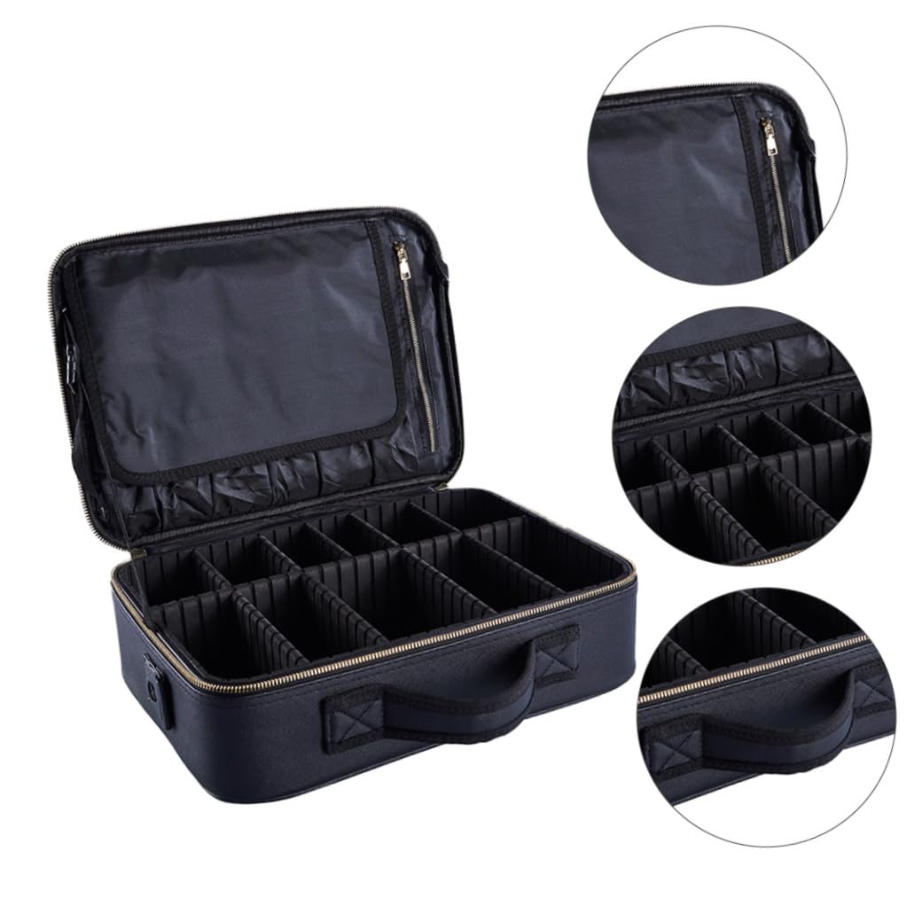 GALPADA Borsa Per Cosmetici Da Viaggio Nera Piccolo 34x24x11 Cm Divisori Tessuto Oxford Portatile Per Trucco e Accessori Donna Su Trolley Per Hotel e Affari
