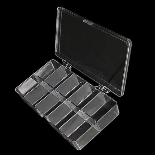 Miniatura 8 de Bettomshin Caja de almacenamiento de componentes PS 7.087x3.425x1.260 in contenedor organizador de plástico 10 rejillas fijas cajas de herramientas