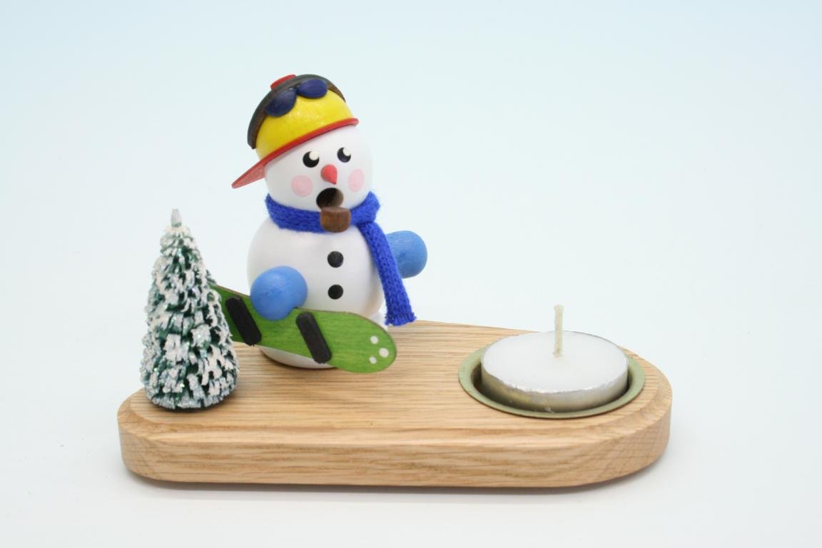 Bonhomme de neige d'encens de Seiffen surfeur 14cm Rudolphs Schatzkiste
