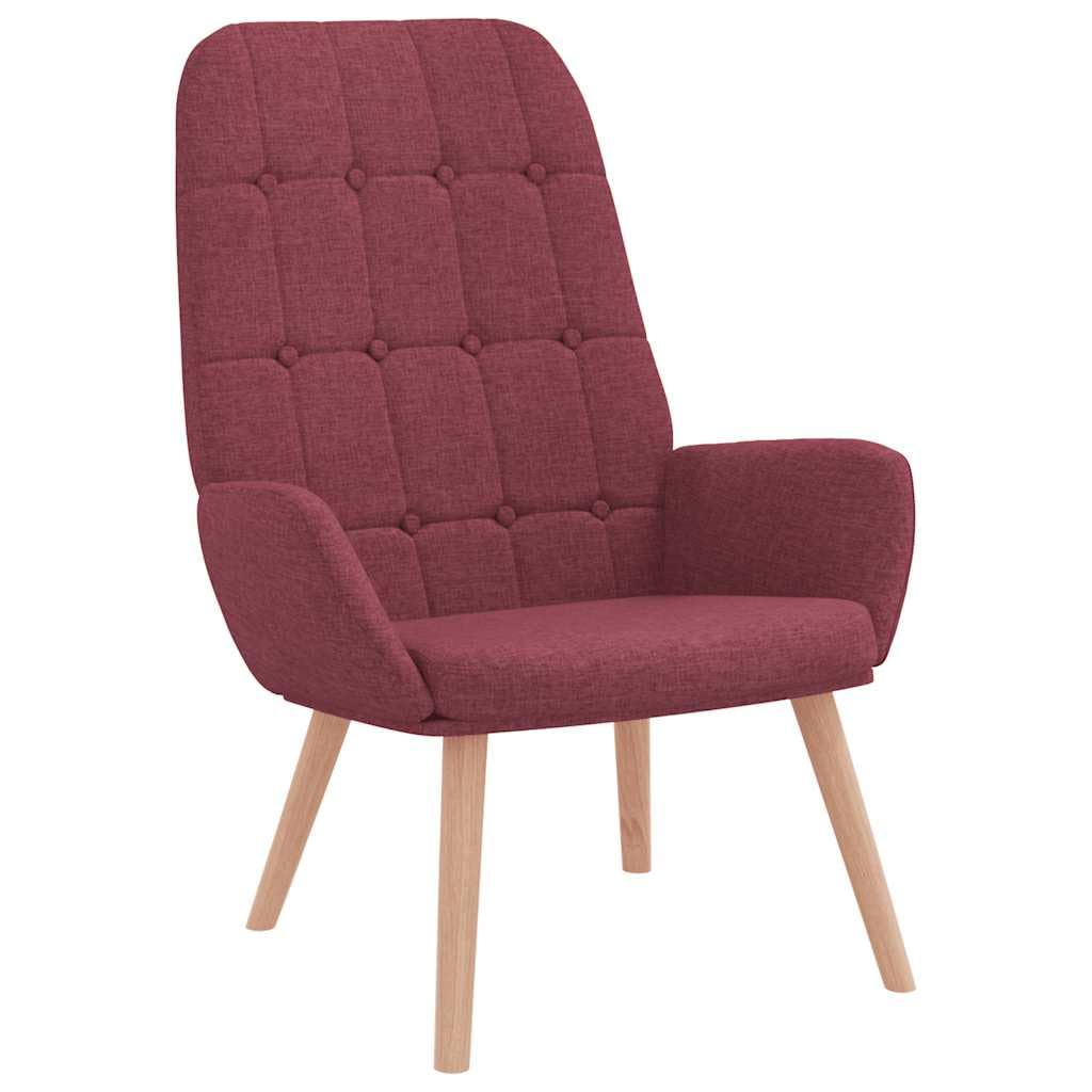 Fauteuil de relaxation haut de gamme en tissu bordeaux et châssis métal