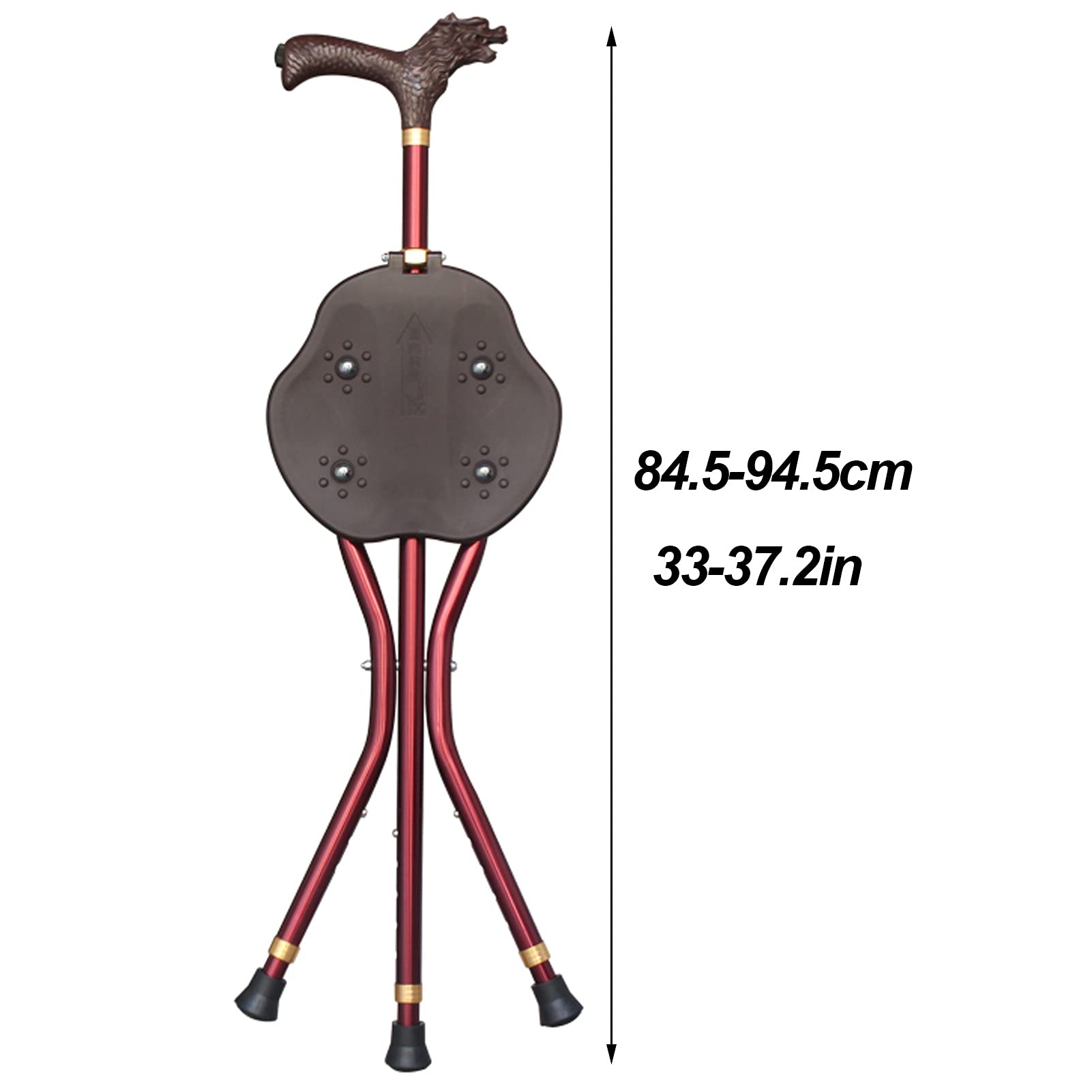 Bastón de Paseo Bastones para Mayores Asiento bastón caminar plegable, silla bastones aluminio ajustable altura, taburete con muleta masaje personas mayores, soporte ayuda estabilidad para personas ma