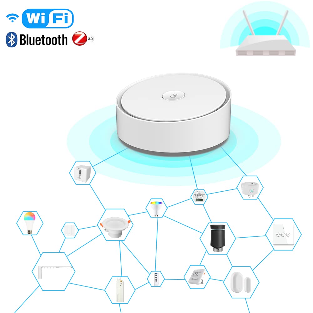 Tuya Multi-Mode Passerelle, WiFi Bluetooth-Compatible Zigbee Multi-Protocole Passerelle de Communication, tuya/Smart Vie APP Télécommande