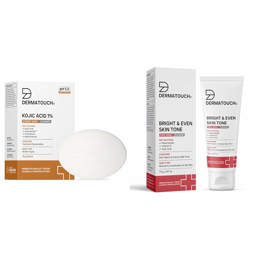 DERMATOUCH Kojic Acid 1% Soap with Glutathione & Alpha Arbutin 75g & Bright & Even Tone Face Wash with Niacinamide, Vitamin E and Kojic Acid 70g-picture-43