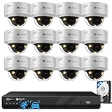 4COVR 16 Channel Security Camera System Businesses, 4K 16CH NVR & 4TB HDD, 12X 5MP IK10 Dome PoE IP Cameras...