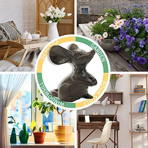 Sungmor Cast Iron Little Cut Mouse Ornament - Decorative & Lovely Figurine Indoor Outdoor Statues - Interesting Animal Sculpture Home Decoration - 2PC PACK & Brown Color