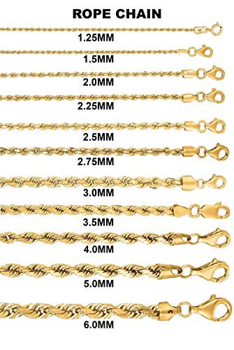 14K SOLID Yellow REAL Gold 6MM 6.00mm Shiny Diamond-Cut Royal Rope Chain Necklace for Pendants and Charms with Lobster-Claw Clasp (24\" or 26 inch) - Thumbnail 3