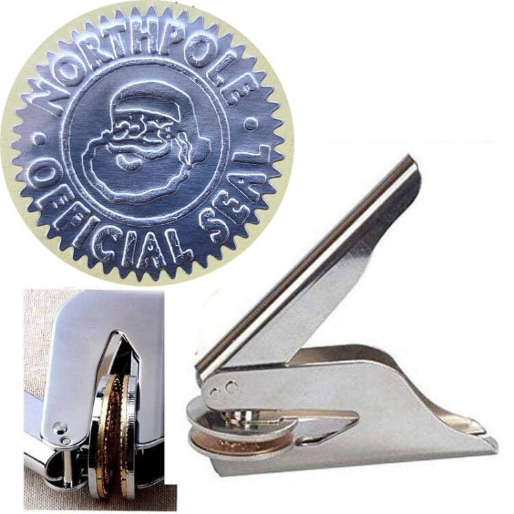 Iteal Northpole Official Santa Claus Hand Held Embosser Seal Stamp Set for Christmas Library, Book, Napkins, Graduation, Office Envelopes