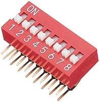 DeLOCK 10 Stück DIP Schiebeschalter 8-stellig 2,54mm Rastermasse THT gewinkelt rot