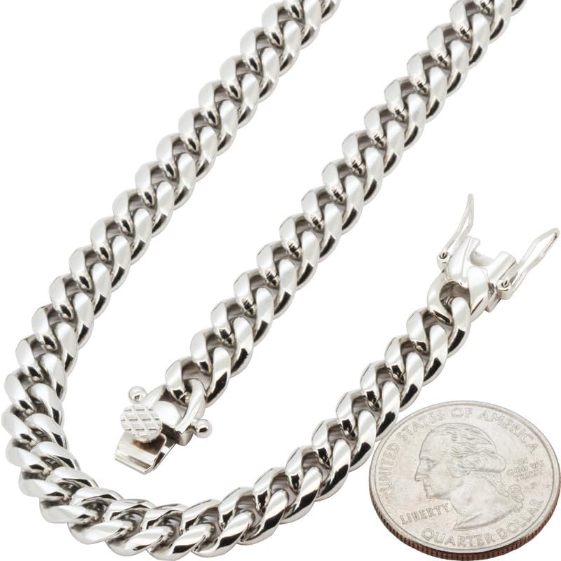 316L Stainless Steel 18K Yellow/White Gold Finish 6-18MM Miami Cuban Link Box Clasp Chain Necklace Bracelet For Men & Women 6″-40″