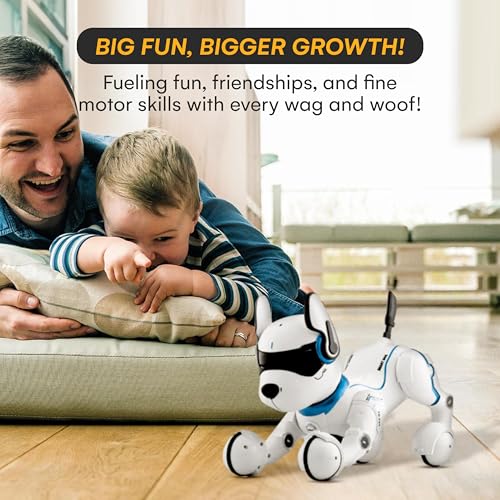 Top Race Ferngesteuertes Roboter-Hundespielzeug für Kinder, interaktives und intelligentes Tanzen, um den Welpenroboter zu schlagen, benimmt sich wie echte Hunde, Geschenkspielzeug für Mädchen und Jun